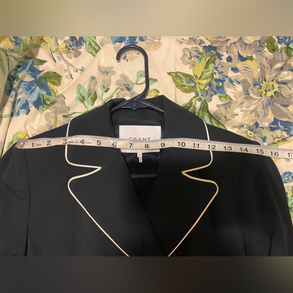 Frame cropped navy double breasted blazer Sz 2 - Picture 6 of 7
